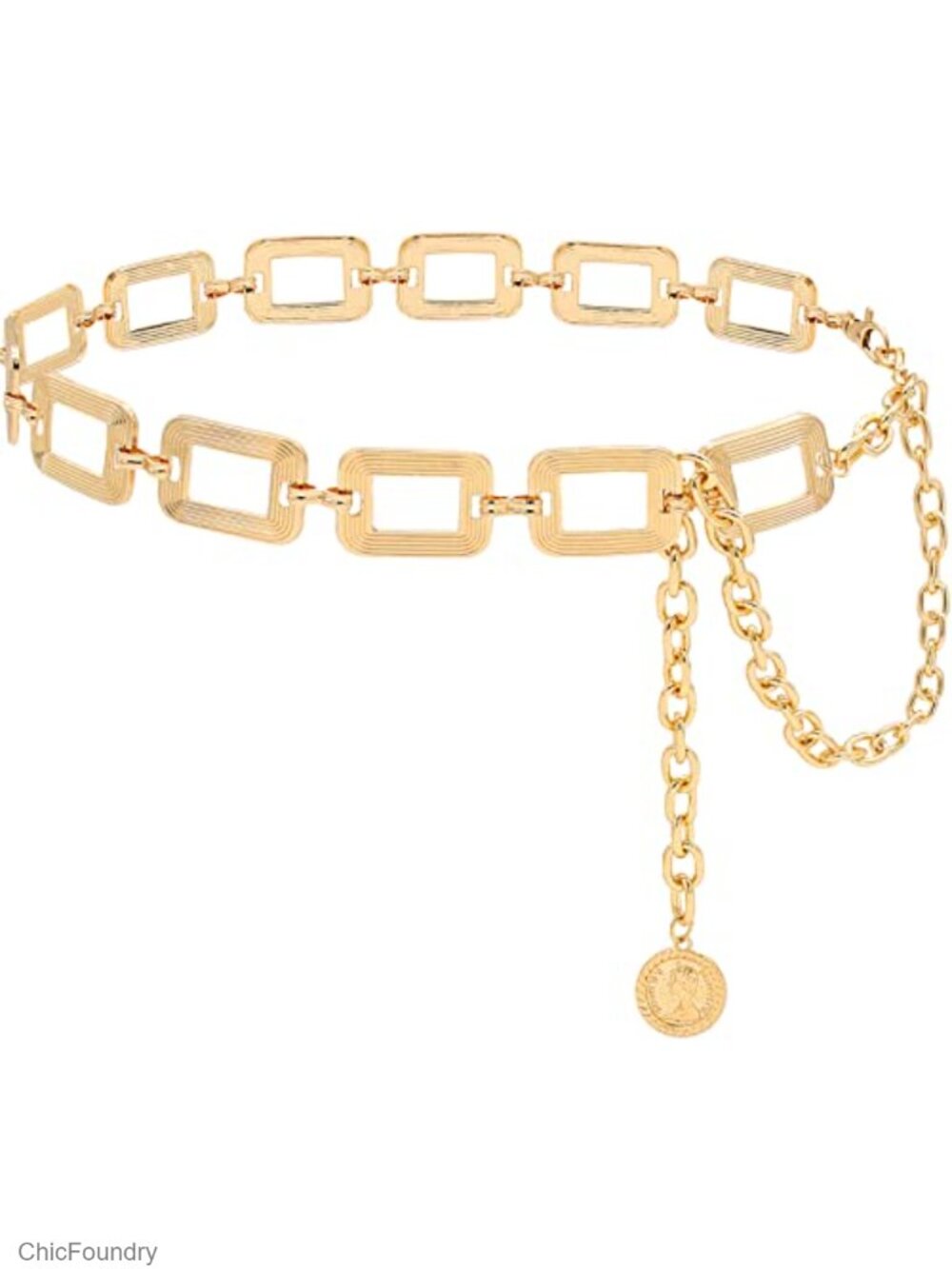 Women's Metal Chain Belt Chunky Waist Link Belt Alloy Lobster Clasp